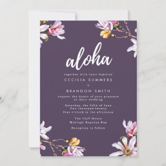 Aloha Hawaii Tropical Blume Beach Wedding Einladung