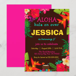 Aloha Hawaii Tropical Blume Hibiskus Geburtstag Einladung