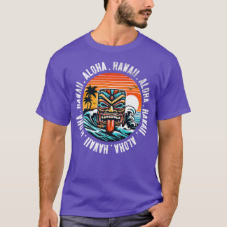 Aloha Hawaii Tropical Hawaiian Retro Palm Tree Sun T-Shirt