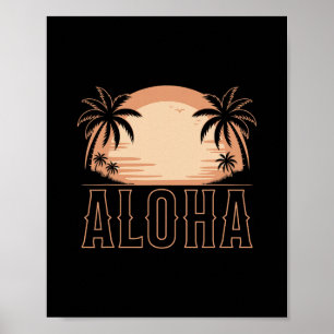 Aloha Hawaii Urlaub Retro Sonnenuntergang Frauen M Poster
