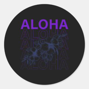 Aloha Hawaii Urlaub Surfen Strand Tropischer Hibis Runder Aufkleber