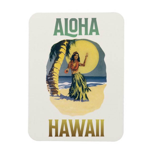 Aloha Hawaii Vintag Hula Girl Magnet (Vertikal)