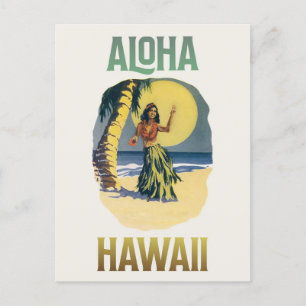 Aloha Hawaii Vintage Hula Mädchen  Postkarte