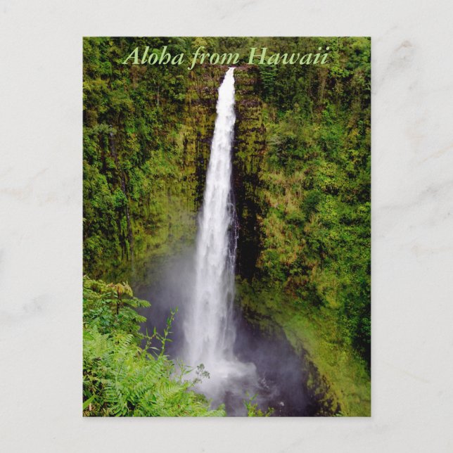Aloha Hawaii-Wasserfall Postkarte (Vorderseite)