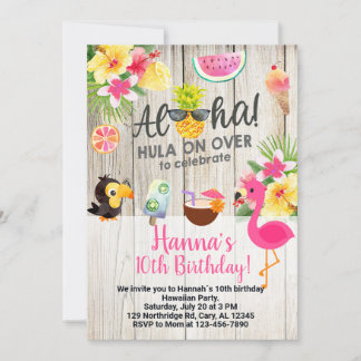 Aloha, hawaiian birthday party invite. einladung