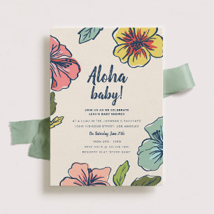 Aloha Hawaiian Blume Babydusche Einladung