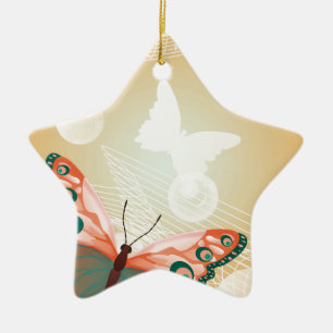 Aloha Hawaiian Butterfly Hochzeit Liebe Kunst Dest Keramikornament