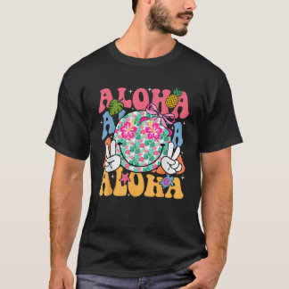Aloha Hawaiian Cute Lächeln Gesicht Shaka Hibiskus T-Shirt