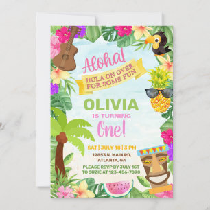 Aloha hawaiian fille de plage tropicale invitation