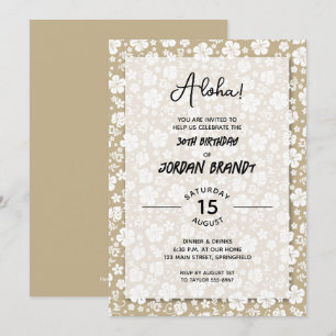 Aloha Hawaiian Floral Gold Geburtstagsparty Einladung