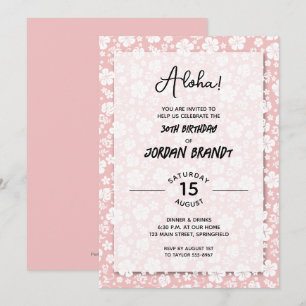 Aloha Hawaiian Floral Pink Birthday Party Einladung