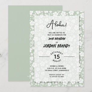 Aloha Hawaiian Floral Sage Birthday Party Einladung
