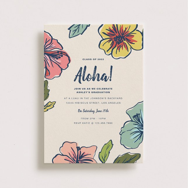 Aloha Hawaiian Flowers Graduation Invitation (Créateur téléchargé)