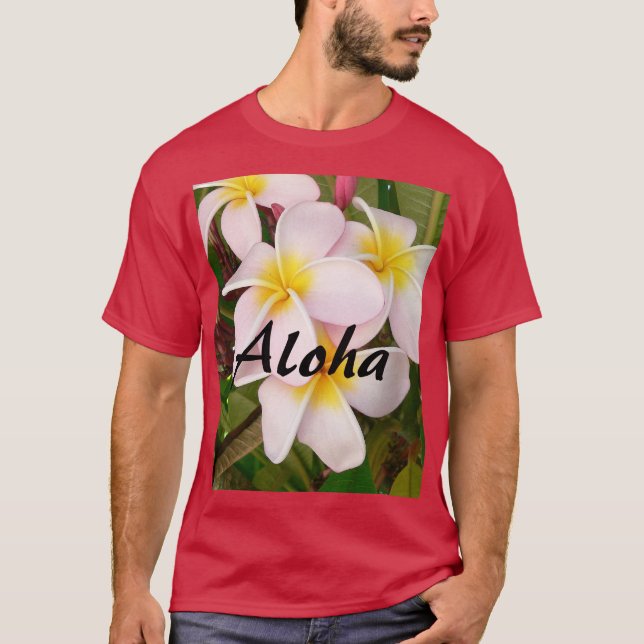 Aloha Hawaiian Frangipani Blossoms Plumerias T-Shirt (Vorderseite)