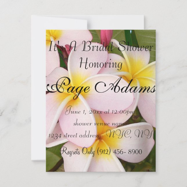 Aloha Hawaiian-Frangipani-Brautparty Einladung (Vorderseite)