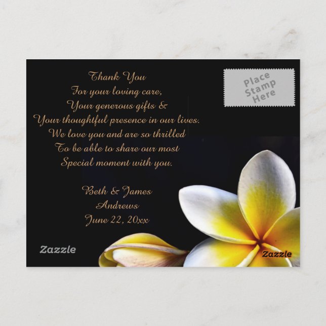 Aloha Hawaiian Frangipani Luau Vielen Dank Karten (Rückseite)