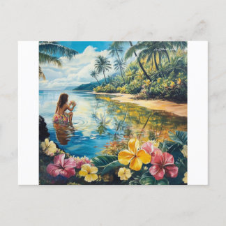 Aloha Hawaiian Girl Feiertagspostkarte