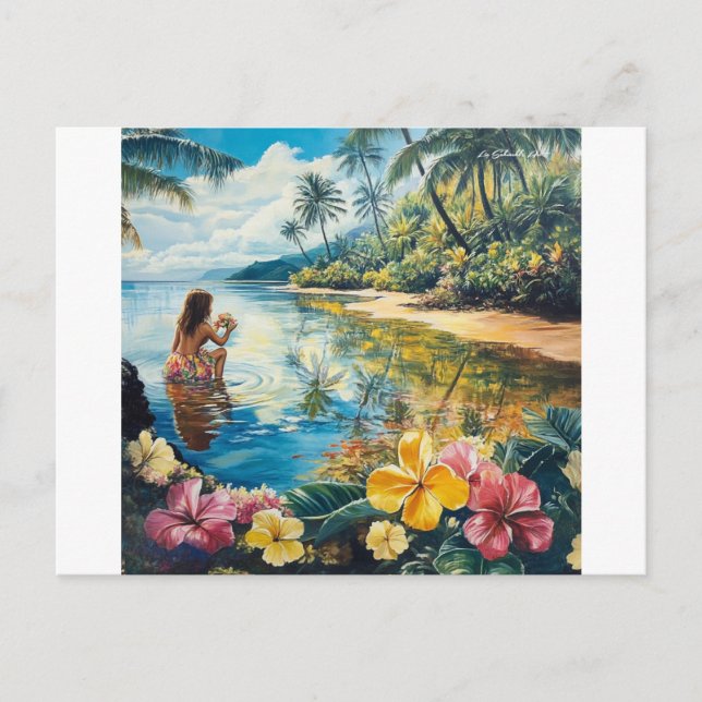 Aloha Hawaiian Girl Feiertagspostkarte (Vorderseite)