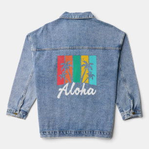 Aloha Hawaiian Hawaii Island Palm Beach Surfboard Jeansjacke