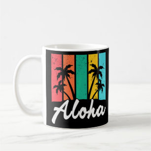 Aloha Hawaiian Hawaii Island Palm Beach Surfboard Kaffeetasse