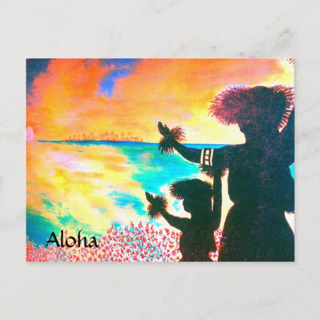 Aloha Hawaiian Hula Postcard Postkarte (Vorderseite)