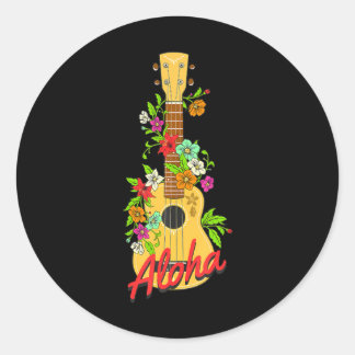 Aloha Hawaiian Island Ukulele Blume Aloha Runder Aufkleber