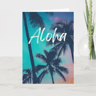 Aloha Hawaiian Islands Palm Tree Grußkarte Karte