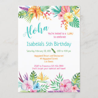 Aloha Hawaiian Luau Invitation d'anniversaire