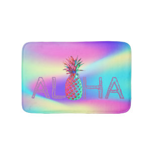 Aloha Hawaiian Pineaple Holographic Badematte