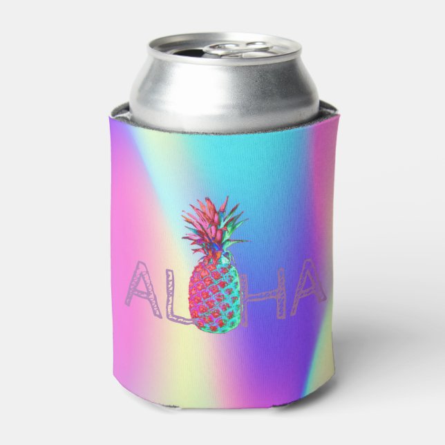 Aloha Hawaiian Pineaple Ombre Holographic Dosenkühler (Kanne Vorderseite)