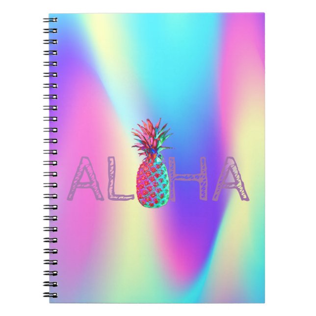 Aloha Hawaiian Pineaple Ombre Holographic Notizblock (Vorderseite)