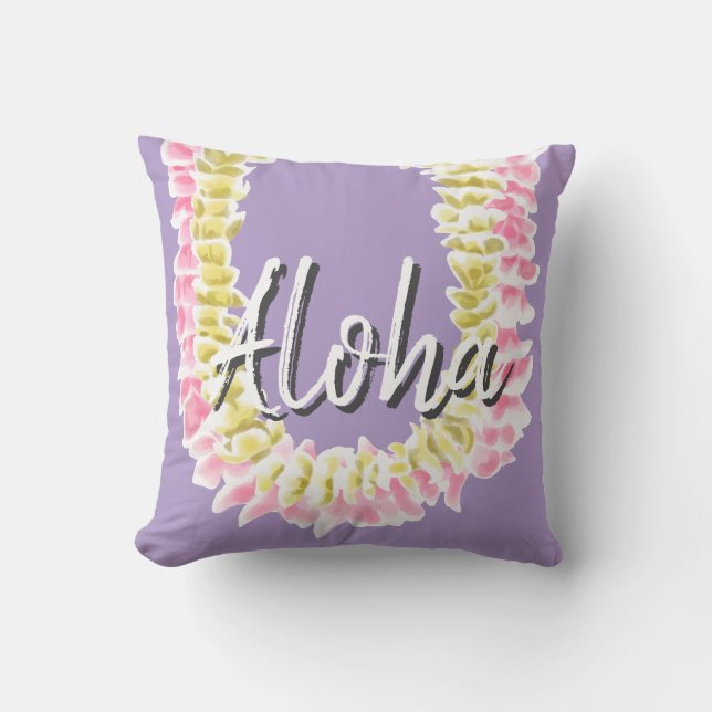 Aloha Hawaiian Plumeria Lei Elegant Floral Pastel  Kissen (Vorderseite)