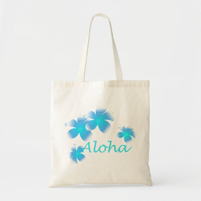 Aloha Hawaiian Tropical Blume Aqua Tote Beutel Tragetasche (Vorne)