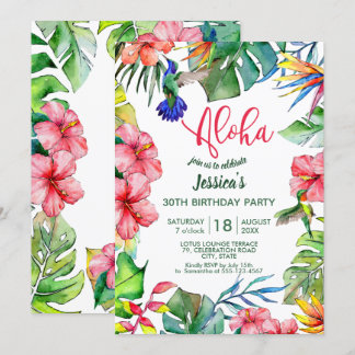 Aloha Hawaiian Tropical Blume Geburtstag Einladung