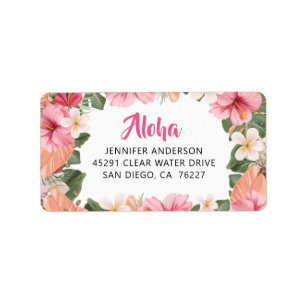 Aloha Hawaiian Tropical Hibisken Luau Ansprache Adressaufkleber