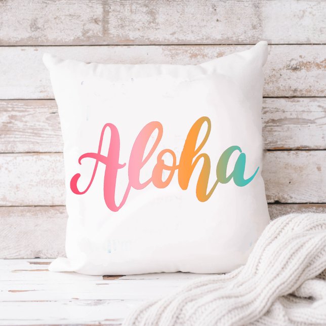 Aloha Hawaiian Tropical Typografy Beach Kissen (Von Creator hochgeladen)