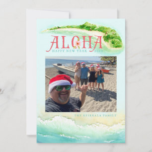 Aloha Hawaiian Tropischer Urlaub New Years Feiertagskarte