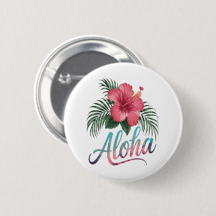 Aloha Hawaiianische Inseln Hawaii Hibiskusblüte Button