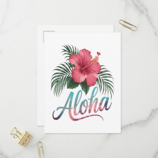 Aloha Hawaiianische Inseln Hawaii Hibiskusblüte Einladungspostkarte