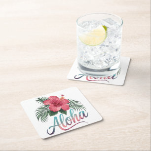 Aloha Hawaiianische Inseln Hawaii Hibiskusblüte Rechteckiger Pappuntersetzer