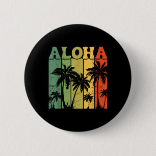 Aloha Hawaiianische Inselpalmenbäume Surfbrett Str Button