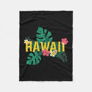 Aloha Hawaiianischer Sommerurlaub Tropische Blumen Fleecedecke