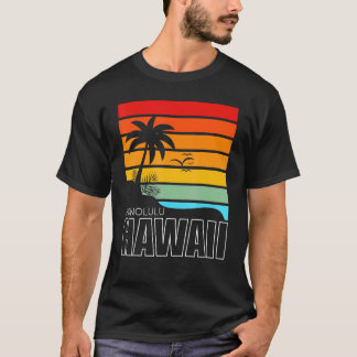 Aloha Hawaiianischer Strand Palmen Sommer Retro Ho T-Shirt