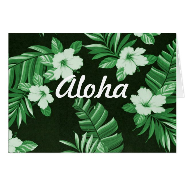 Aloha hawaiische Hibiskus-Blume u. Blätter-Drucke (Vorderseite (Horizontal))