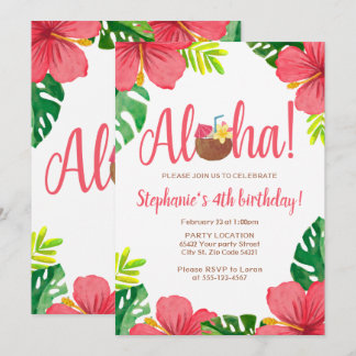 Aloha, hawaiisches Geburtstags-Party Einladung