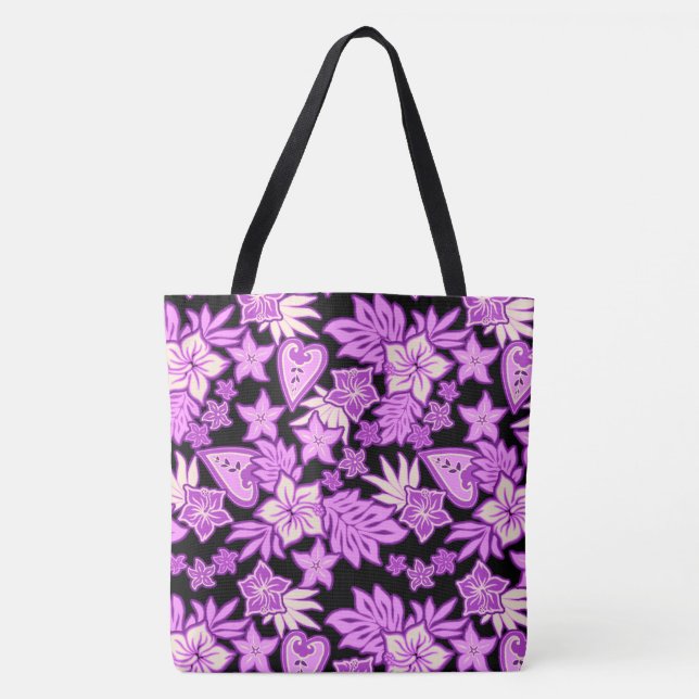 Aloha Heart Hawaiian Hibiskus Tropical Beach Bag Tasche (Vorderseite)