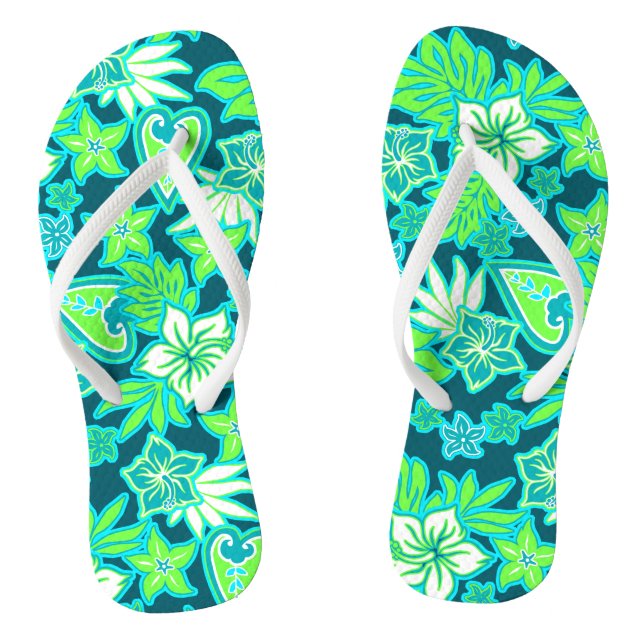 Aloha Heart Hawaiian Hibiskus Tropical Flip Flops (Fußbett)