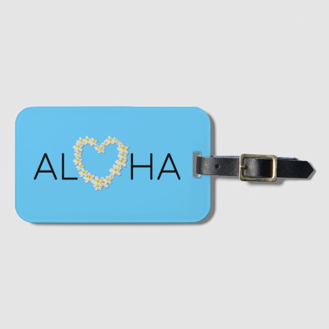 Aloha Heart Plumeria Luggage Tag Gepäckanhänger (Vorderseite (Horizontal))