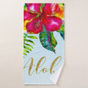Aloha Helle Elektrische Pop Tropicale Blüten Badhandtuch Set
