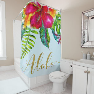 Aloha Helle Elektrische Pop Tropicale Blütennote Duschvorhang